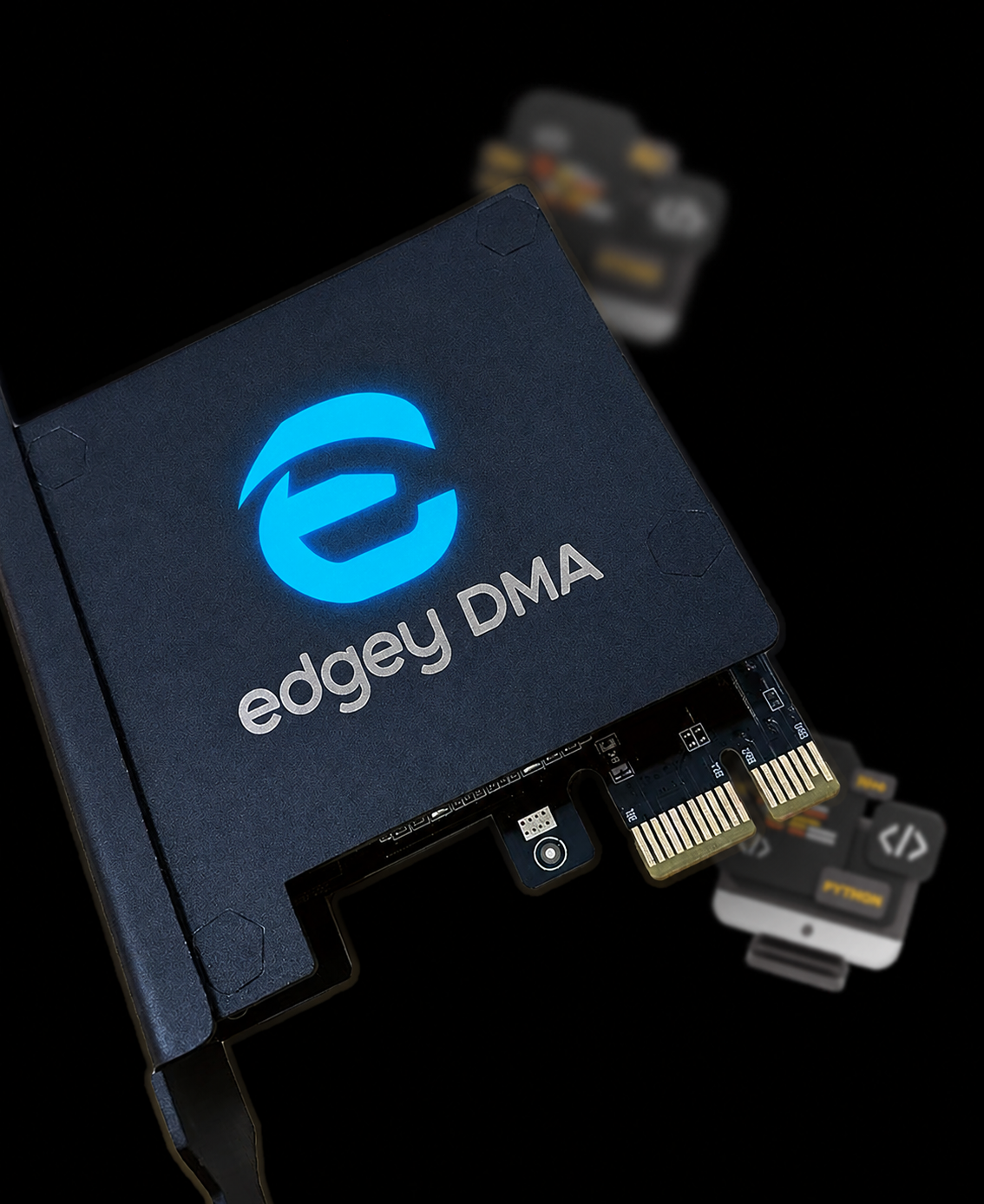 EdgeyDMA PCIe board — Artix-7 FPGA, USB-C firmware update port