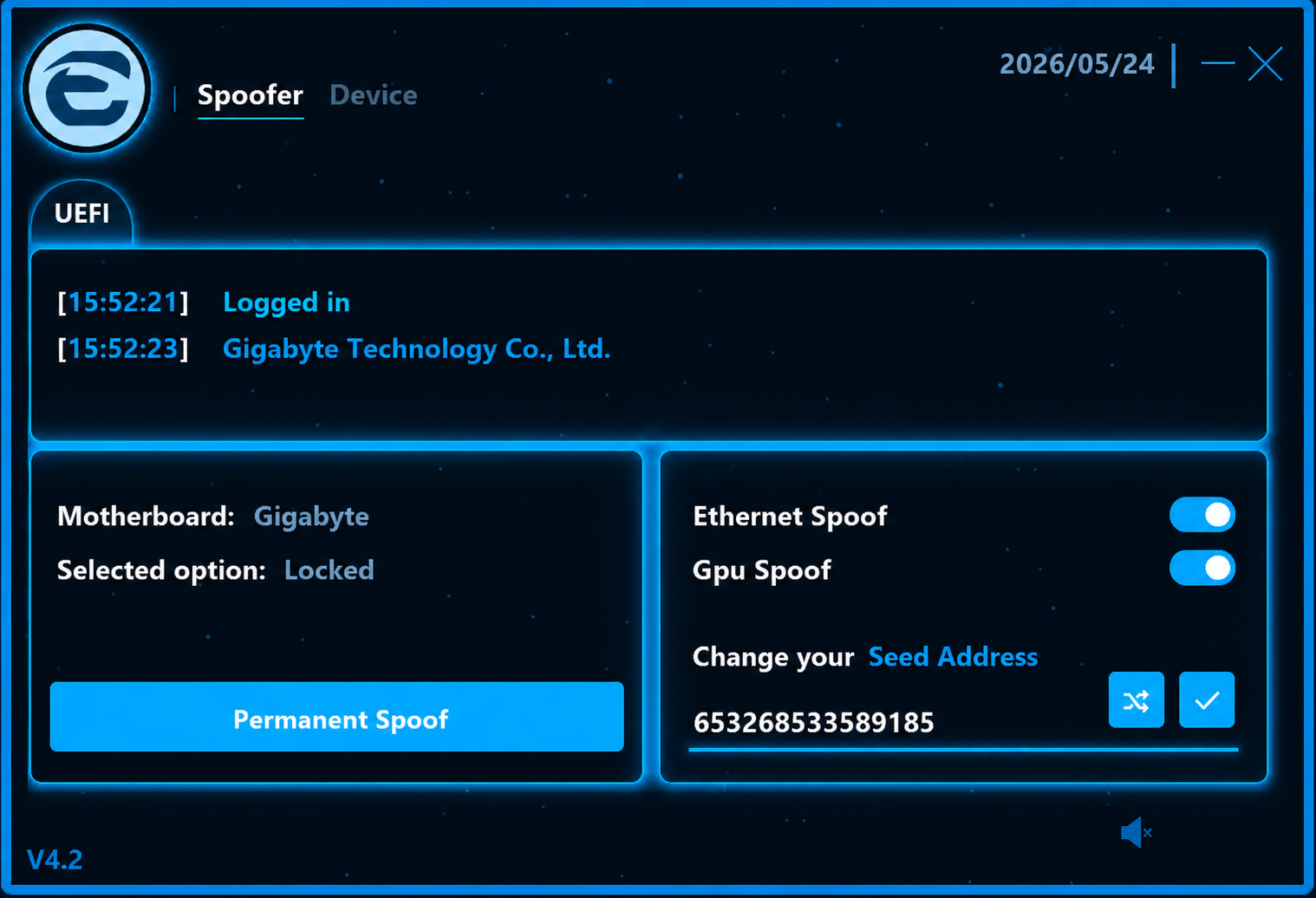 Edgey Spoofer motherboard selector